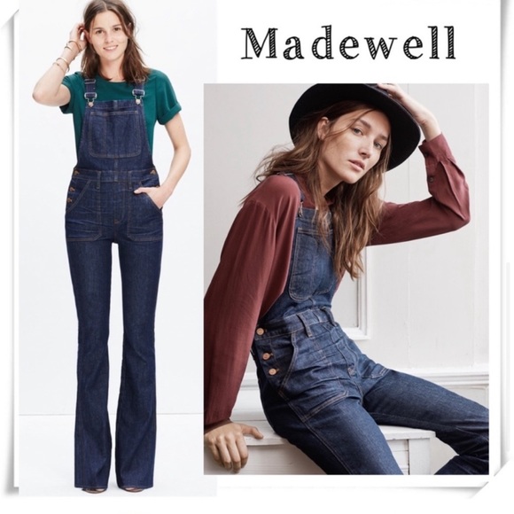 Madewell Flea Market Flare Denim Overall in Dark Washed indigo Style E3383 XS - Picture 1 of 8
